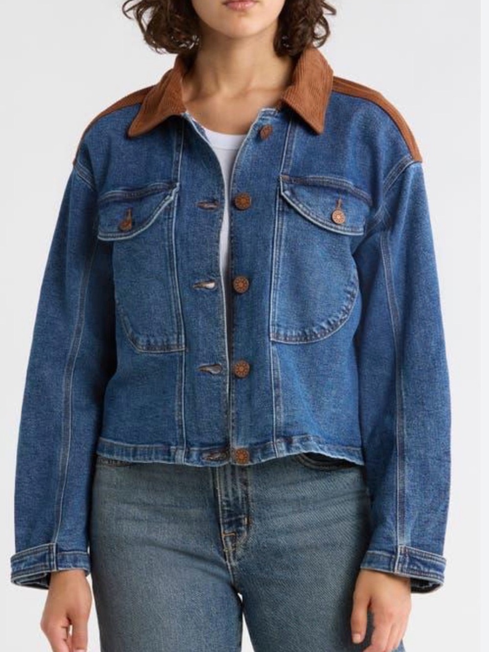 NWT Democracy XL Mixed Media Denim Jacket